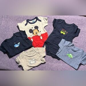 NEW Disney Mickey Mouse Red & Navy Baby Onesie + Navy Mix Set